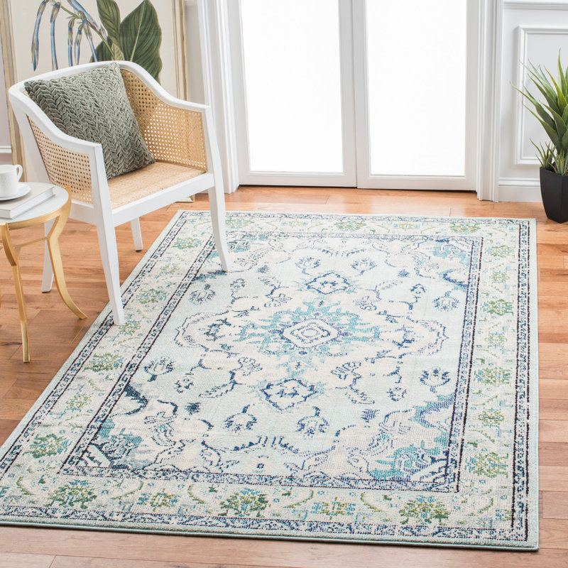 Blakesburg Performance Oriental Rug, Rectangle 6' x 8', Light Blue/Ivory