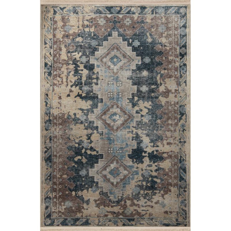 Tapis décoratif rétro multicolore clair, Rectangle 4 pi 7,12 po x 6 pi 6,74 po