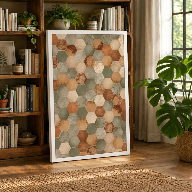Honeycomb Tessellation Geometric - Wrapped Canvas, Cream Border, 24x16 - 61.0 x 40.6 cm