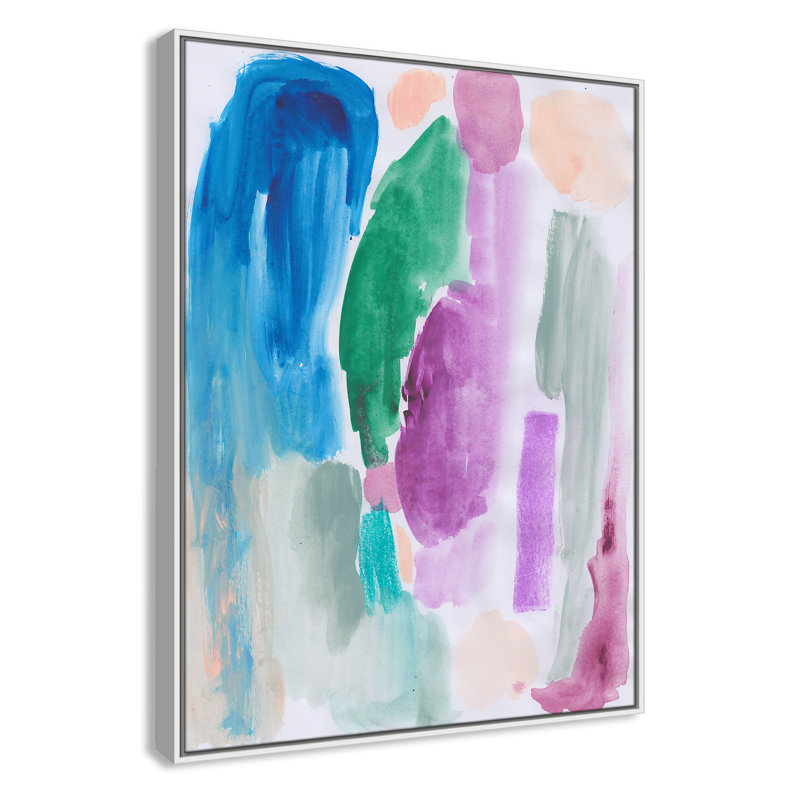 «Vivid Space III» par Bea Dina, Pas de tapis, H 41,5 po x l 31,5 po x P 2 po, Toile encadrée flottée blanche