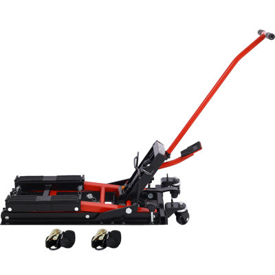 Hydraulic Motorcycle Lift Jack, 1500 Lbs Capacity Atv Scissor Lift Jack For Motorcycle Atv Utv With Tie Down, Portable, Red
