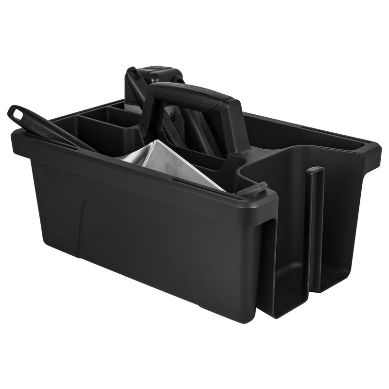 Black Rectangular Plastic Griddle Tool Caddy