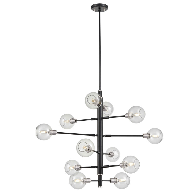 Lustre à niveaux 12 lumières unique Tavera, Graphite