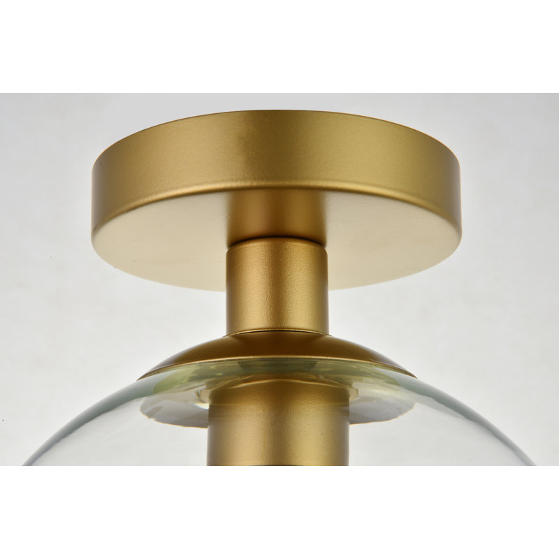Plafonnier semi-encastré à 1 lumière Snead, H 9,3 po x l 7,9 po x P 7,9 po, Laiton, Transparent