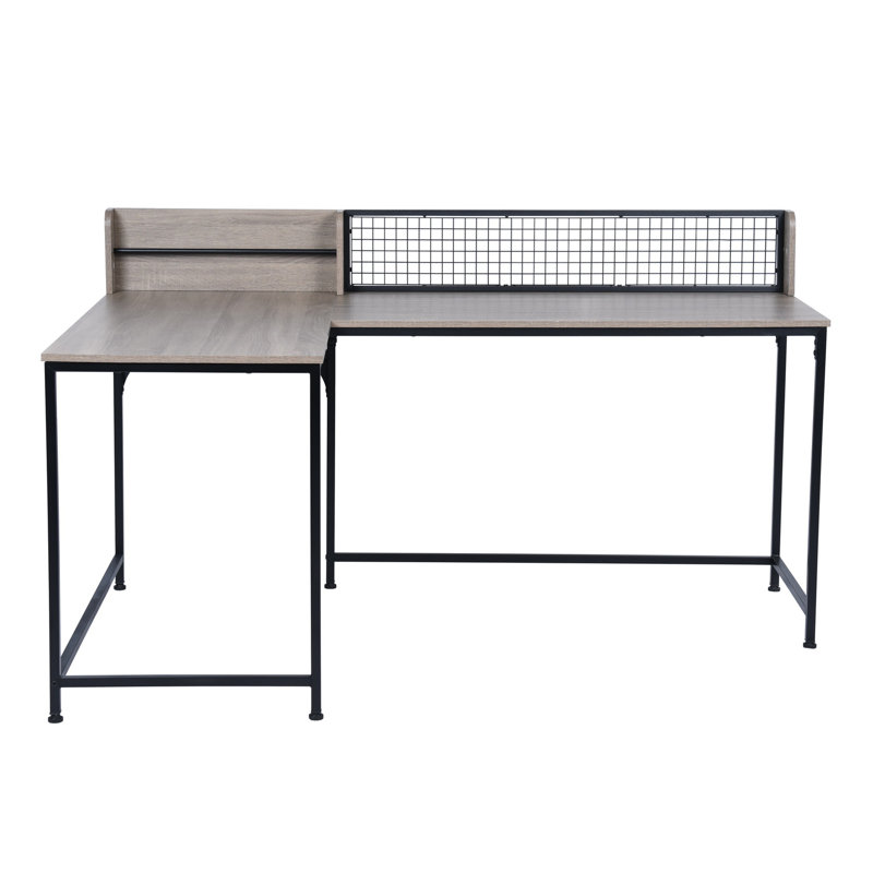 Clerkin L-Shaped Executive Desk, Black, Sonoma, Steel
