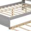 Lit plateforme double avec tête de lit bibliothèque et lit gigogne, base de lit en bois moderne avec tablette de rangement-303912160