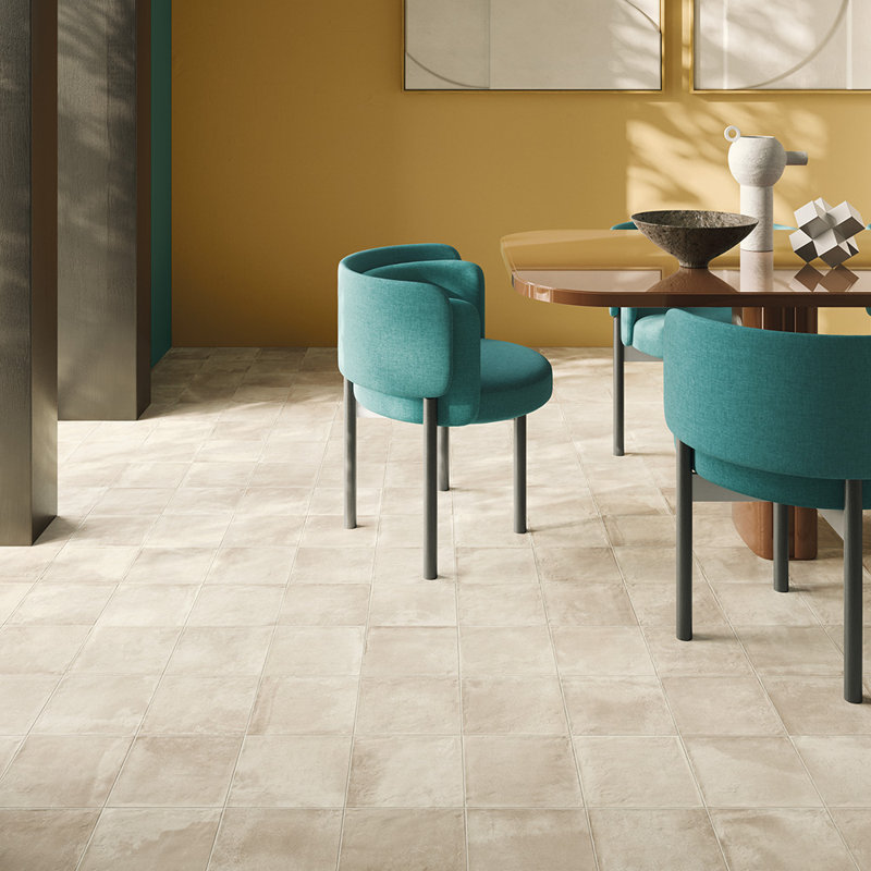 Autumn Essentials 8X8 Porcelain Wall and Floor Tile, Cream