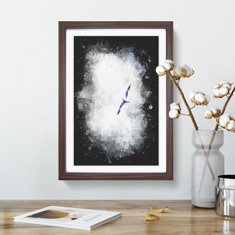 Flying Seagull - Framed Print, Walnut Framed, 45cm H x 33cm W x 2cm D