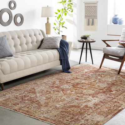 Tapis oriental safran / pêche Yatendra