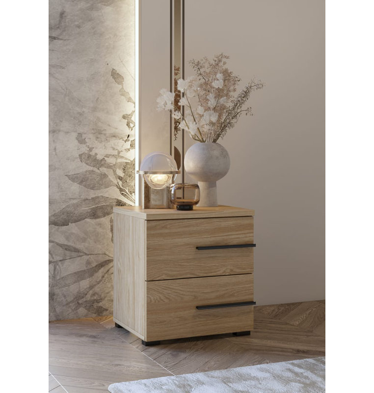 Blockus 45cm W Manufactured Wood Bedside Table, Left