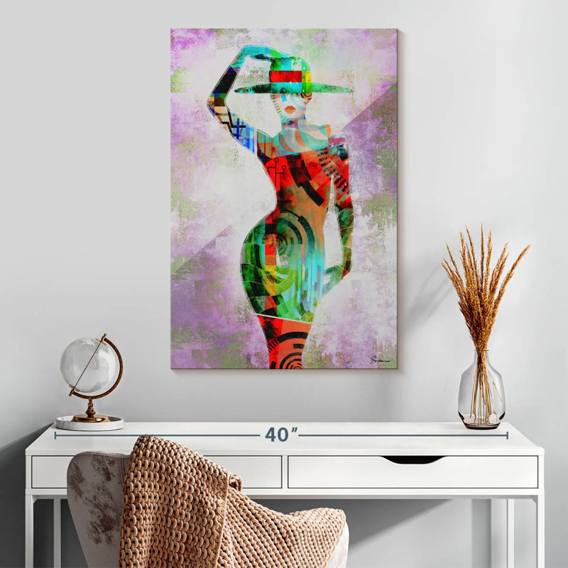 Femme de la Navette dans l'abstrait, H 30 po x l 20 po