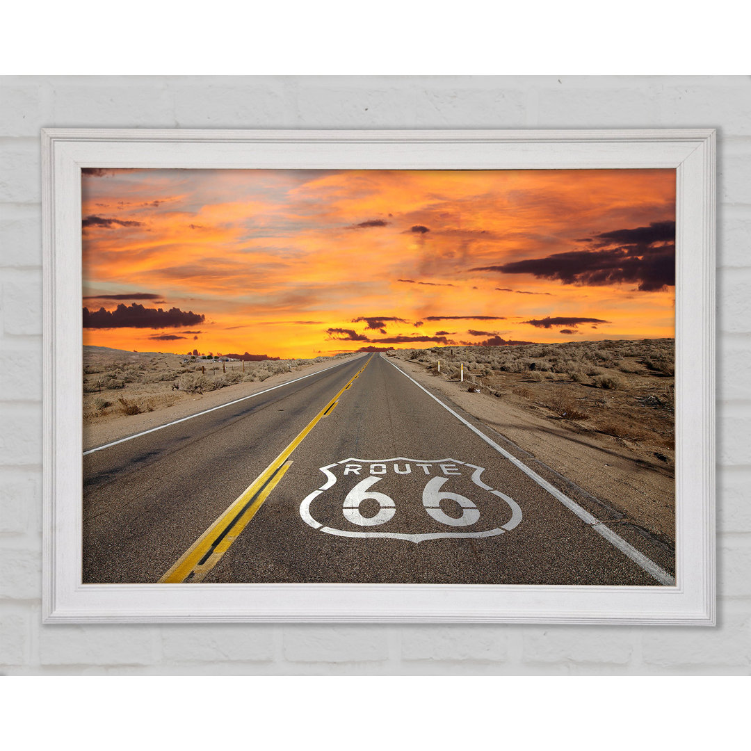 Route 66 Sonnenuntergang - Einzelne Bilderrahmen Kunstdrucke