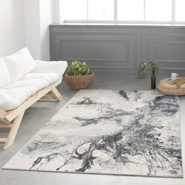 Tapis en polyester neutre gris et gris anthracite neutre
