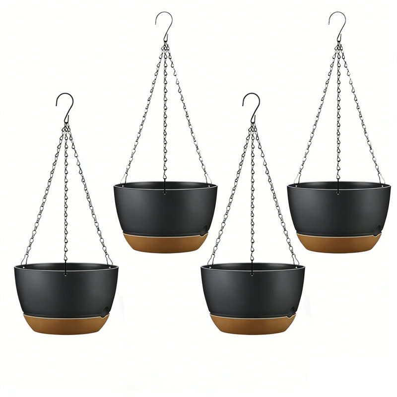 Ensemble de 4 pots à fleurs suspendus minimalistes, 9,64 po de diamètre