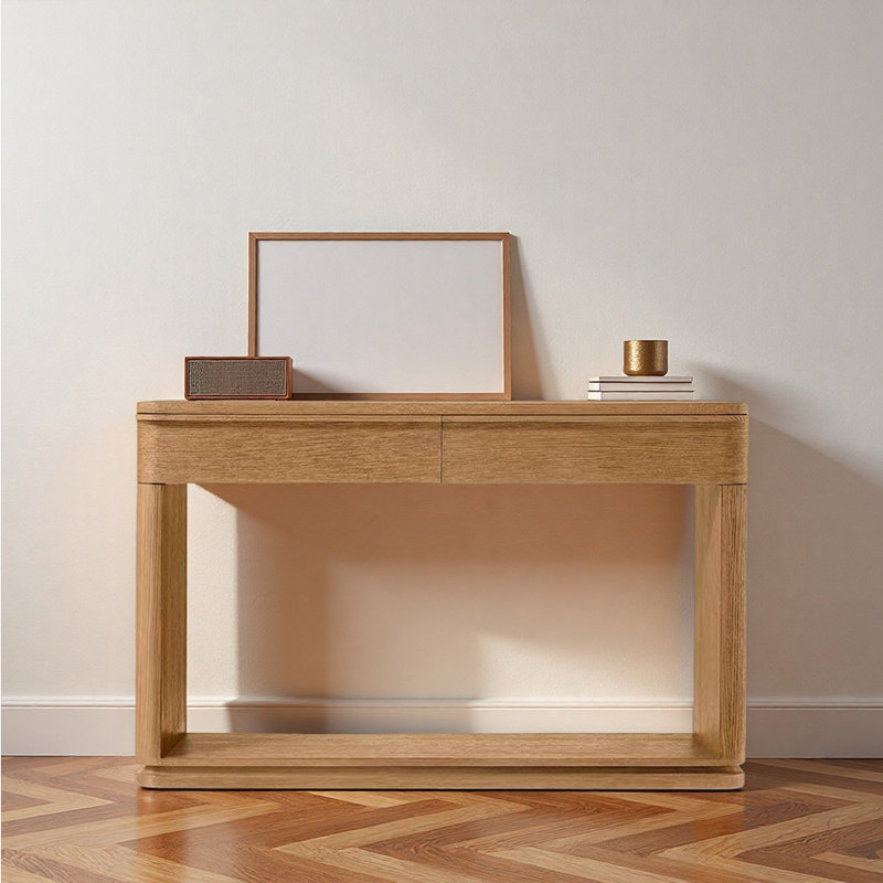 Console en bois massif de style moderne, Brun, 33.8" H x 48" W x 13.7" D