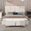Ensemble de chambre à coucher 2 pièces, grand lit plateforme tapissier avec rangement hydraulique, repose-pieds avec pieds en métal pour le rangement-1047120457