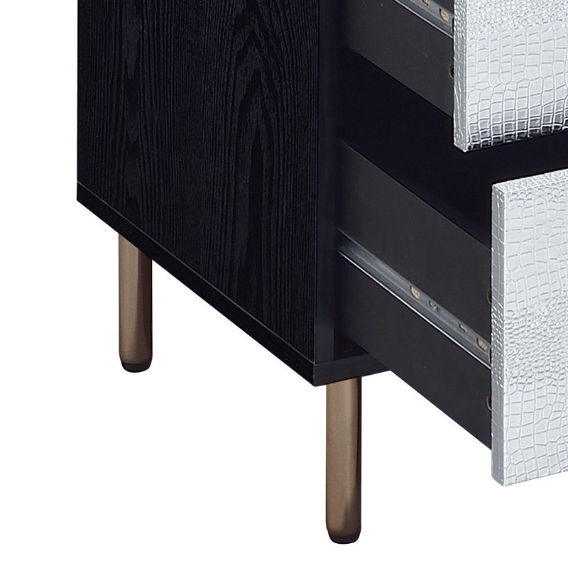 Demetrus 4-Drawer Rectangular Chest, Black/Silver/Gold