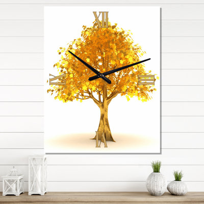 Le plus bel arbre jaune II - paysage avec des horloges murales
