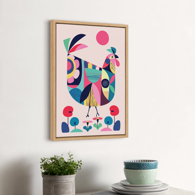 Mid Century Modern Wyandotte by Rachel Lee 3 Birdies Studio Framed Canvas Wall Art Print