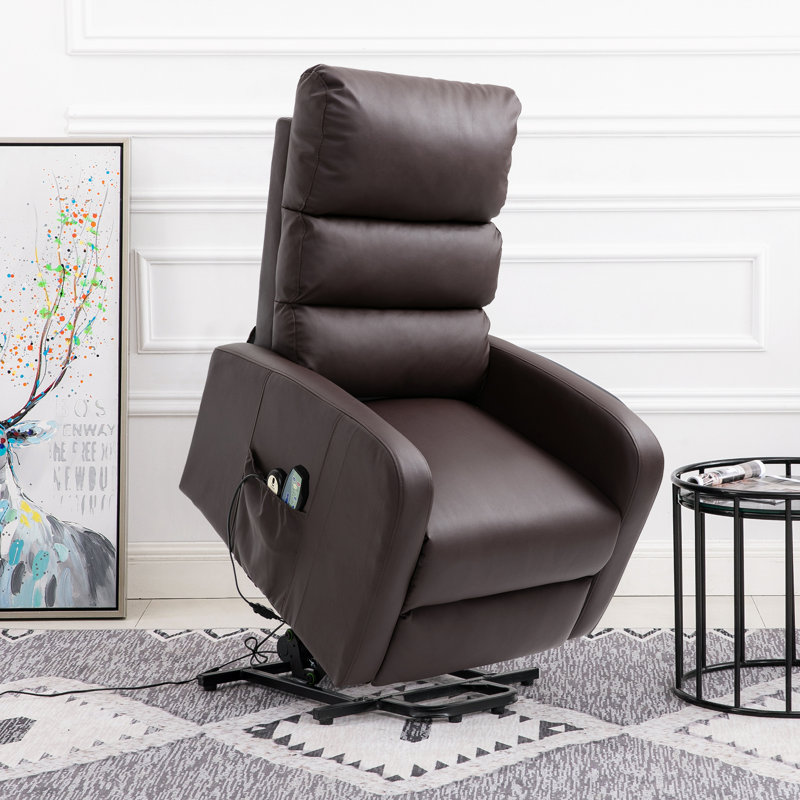 Nieves 73cm Wide Lift Assist Standard Recliner with Massager, Brown