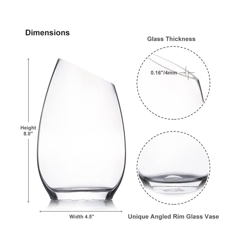Ionela Glass Table Vase, 8" H x 4.5" W x 4.5" D