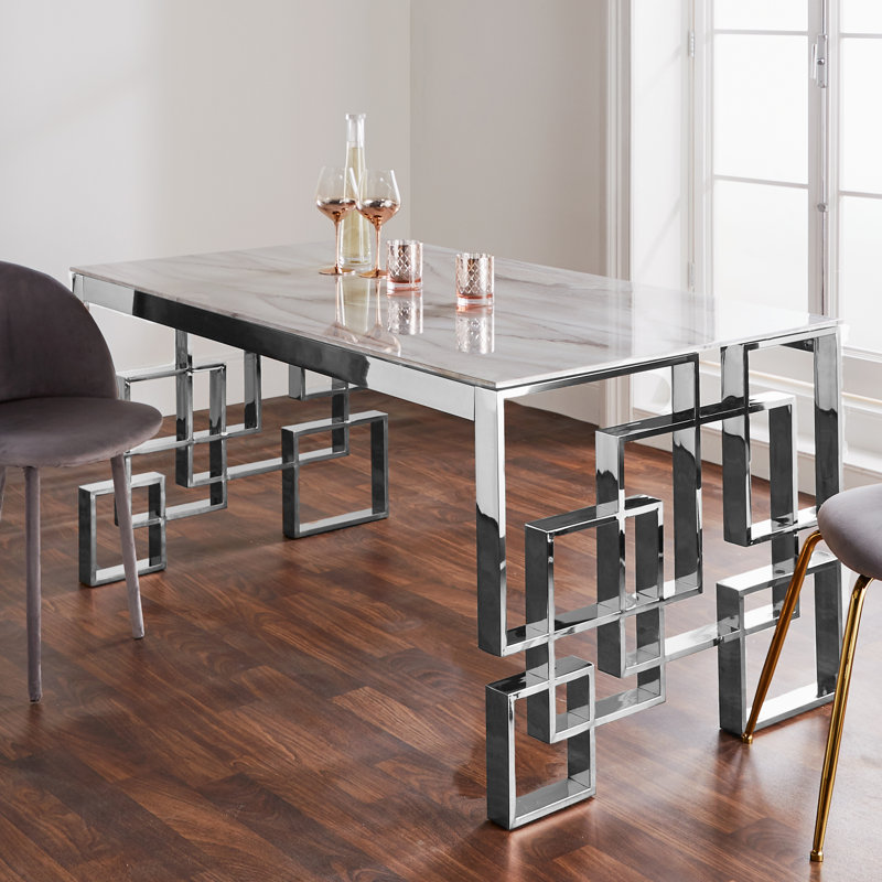 Arabi Glass Top Metal Base Dining Table