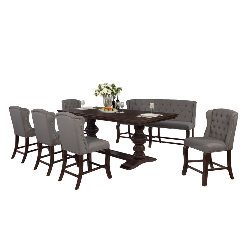 Rudden - Person Extendable Double Pedestal Dining Set, Grey