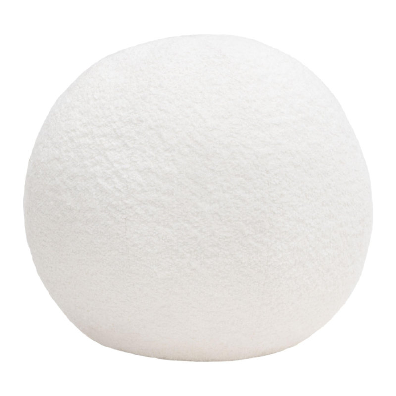 Coussin décoratif rond, imitation peau de mouton ivoire, rembourrage en polyester, 15 po