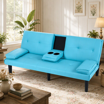 Canapé-lit pliable multifonctionnel avec porte-gobelet, idéal pour transformer des espaces de vie en chambres d'amis et offrir des espaces de repos confortables.