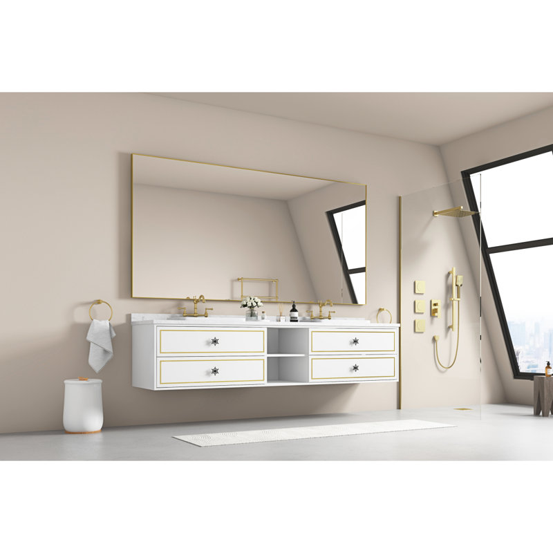 72 po L 48 po Miroir de salle de bain H, Doré, 48,03 po x 72,03 po