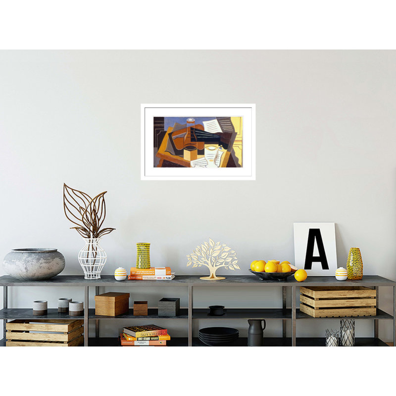 «Violin Bottle and Glass» par Juan Gris, impression giclée sur cadre, H 19,61 po x l 29,5 po