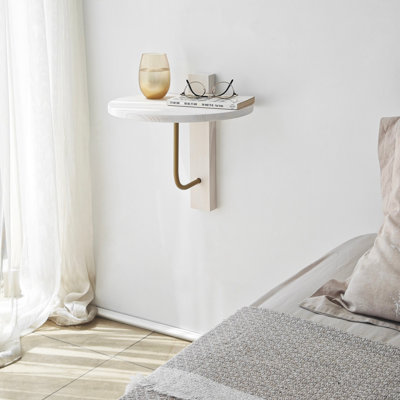Colesen Modern Wall Shelf, Gold & White, 13.8 x 13.8 inches | 100% Pine Wood with 100% Metal Frame | Scandinavian Design, Solid Color - Perfect for Home Decor & Organizing | Stylish & Functional Storage Solution