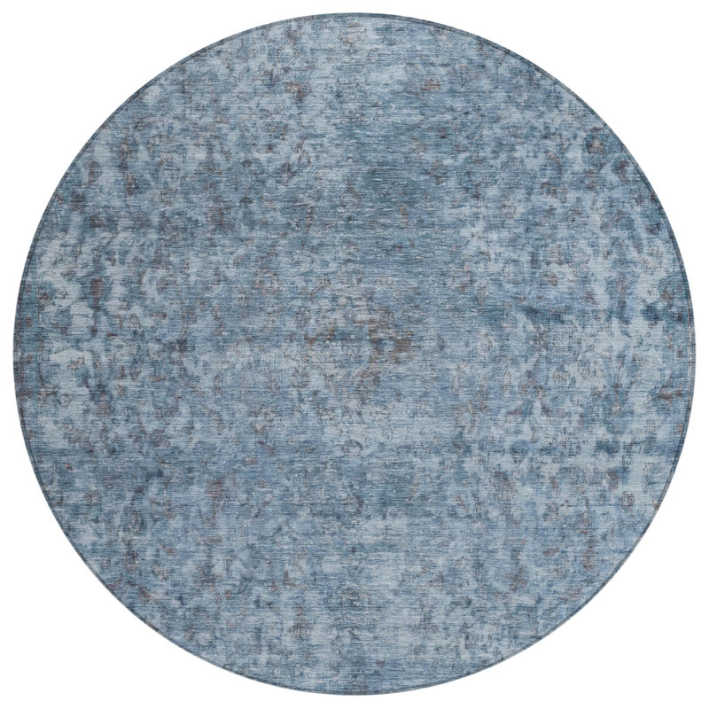 Felissae Blue Washable Indoor-Outdoor Rug - LOOMLAN, 8' x 8'