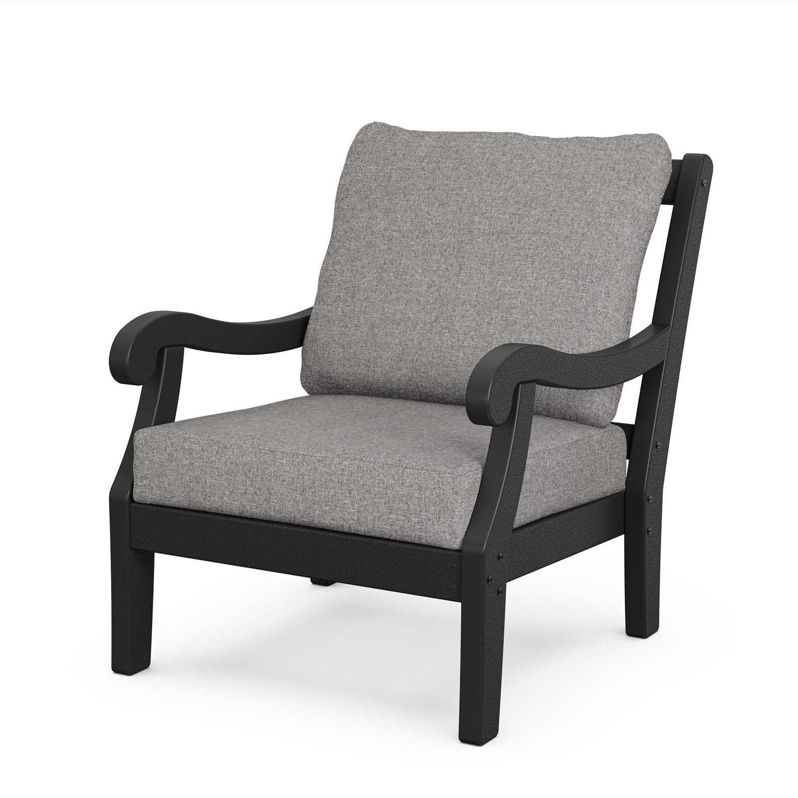 POLYWOOD® Verlyn 2-Person Patio Seating Group, Gray Mist Cushion/Black Frame