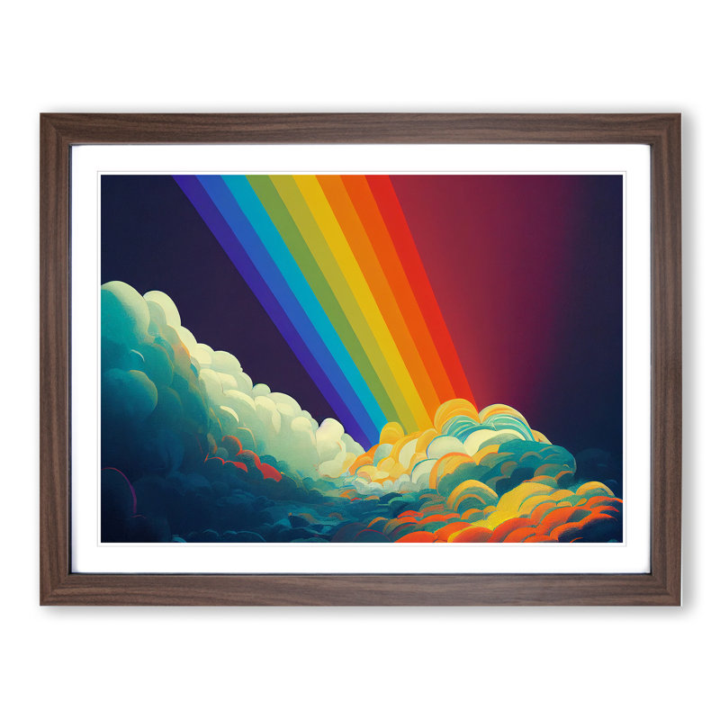 Pop Rainbow Vol.1 Abstract - Single Picture Frame Print, Walnut, 25cm H x 34cm W x 2cm D