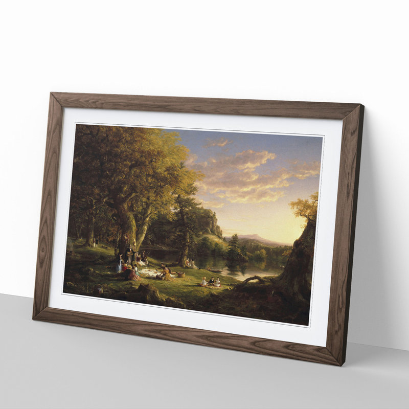 The Picnic by Thomas Cole - Picture Frame Painting, Walnut Framed, 48cm H x 65cm W x 2cm D