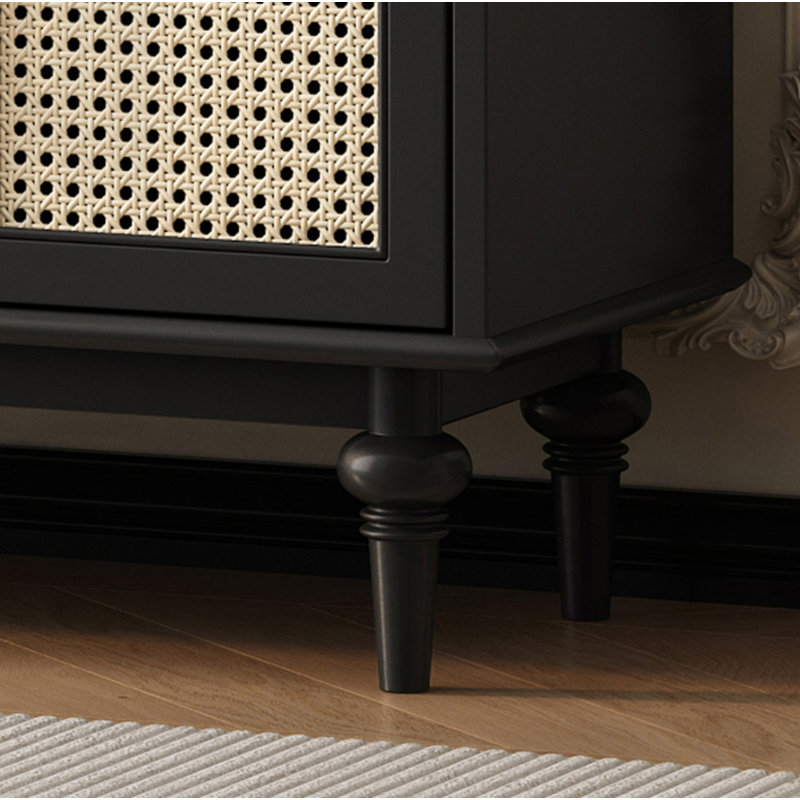 Meuble télé simple et rétro, H 22,83 po x L 86,61 po x l 15,75 po, Noir