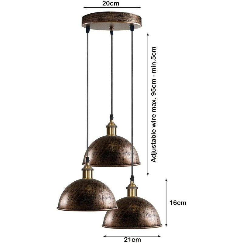 3 - Light Brushed Brass Dome Pendant