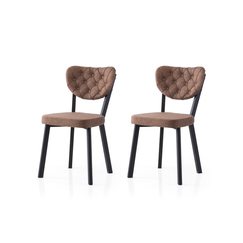 Ensemble de chaises modernes (2 pièces), noir et brun, 18,1 po x 33,9 po x 21,3 po | Structure 100% fer, siège en panneau de particules recouvert de mélamine, dossier en contreplaqué | Élégant et durable, parfait pour la salle à manger ou le bureau, capacité de 385 lb