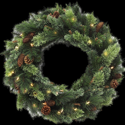 Faux Lighted Pinecone 24'' Wreath