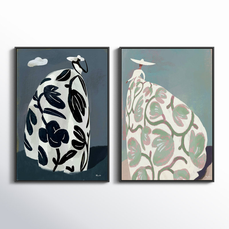 Storm & Beach Dresses Print by Marco Marella For Studio M, 25" H x 17.5" W, Black Canvas Framed