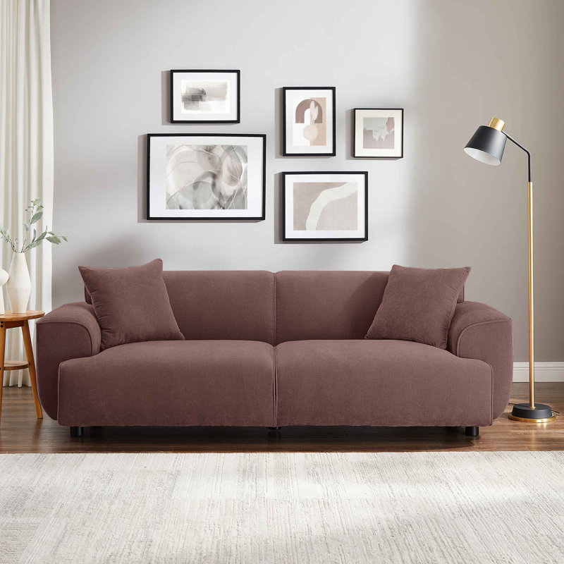 Minimore Modern style sofa 91" W Upholstered 3-Seater Sofa , Lavender Rayon/Viscose
