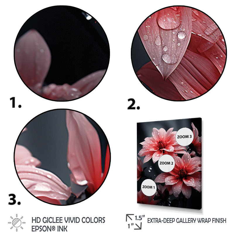 Cortana Pink Crimson Harmony I - impression, H 40 po x l 30 po x P 1,5 po, Cadre photo noir