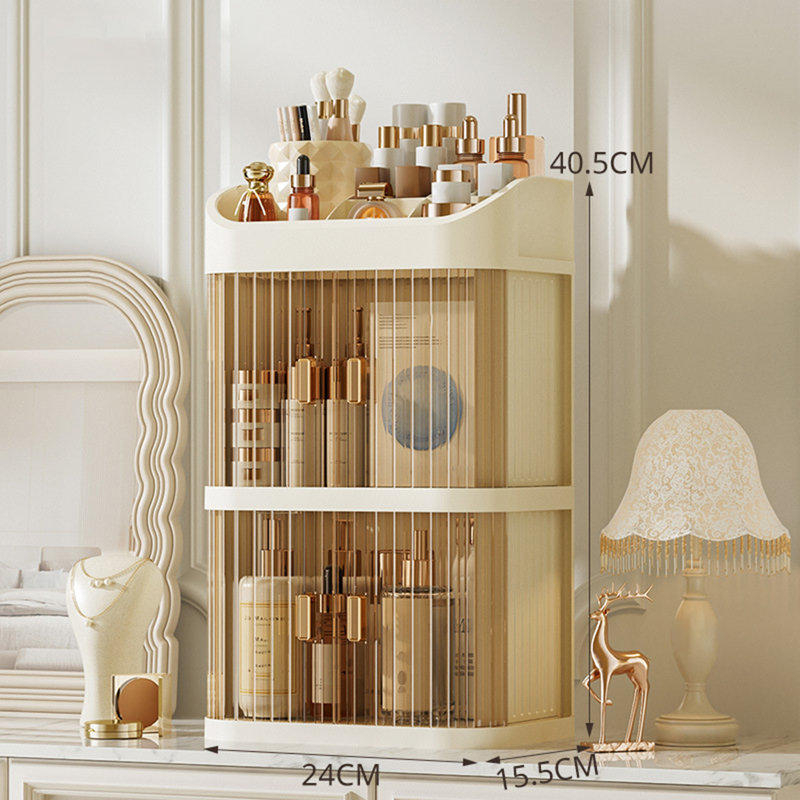 Makeup Storage Box Large Capacity with Transparent Door 2/3 Layer Multi Compartments Bedroom Desktop Cosmetic Organizer Cosmetics Display Case