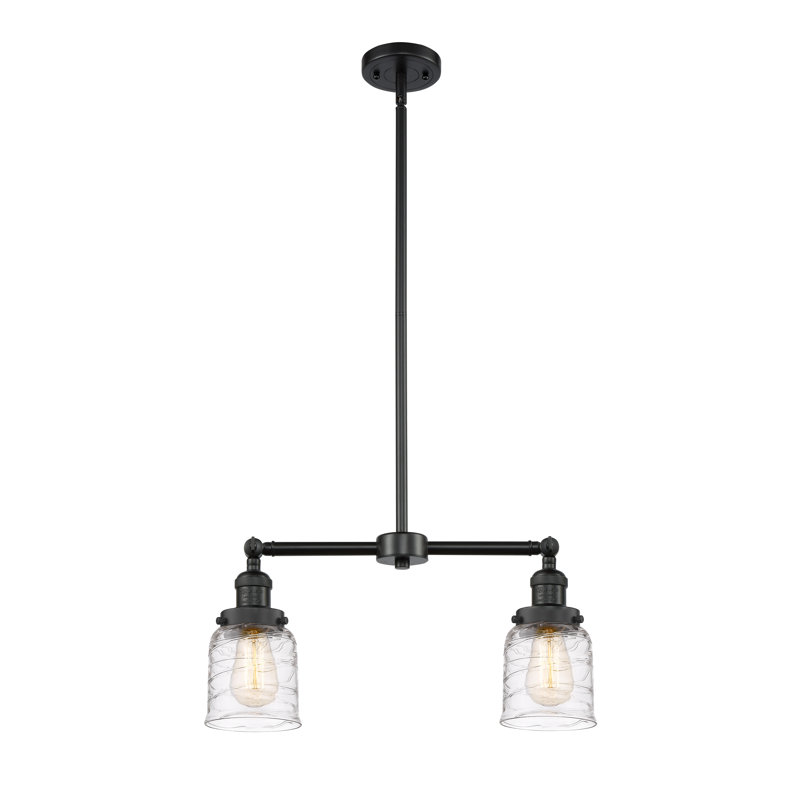 Luminaire suspendu linéaire à 2 lumières pour îlot de cuisine Harue, Ampoule non incluse, Noir mat