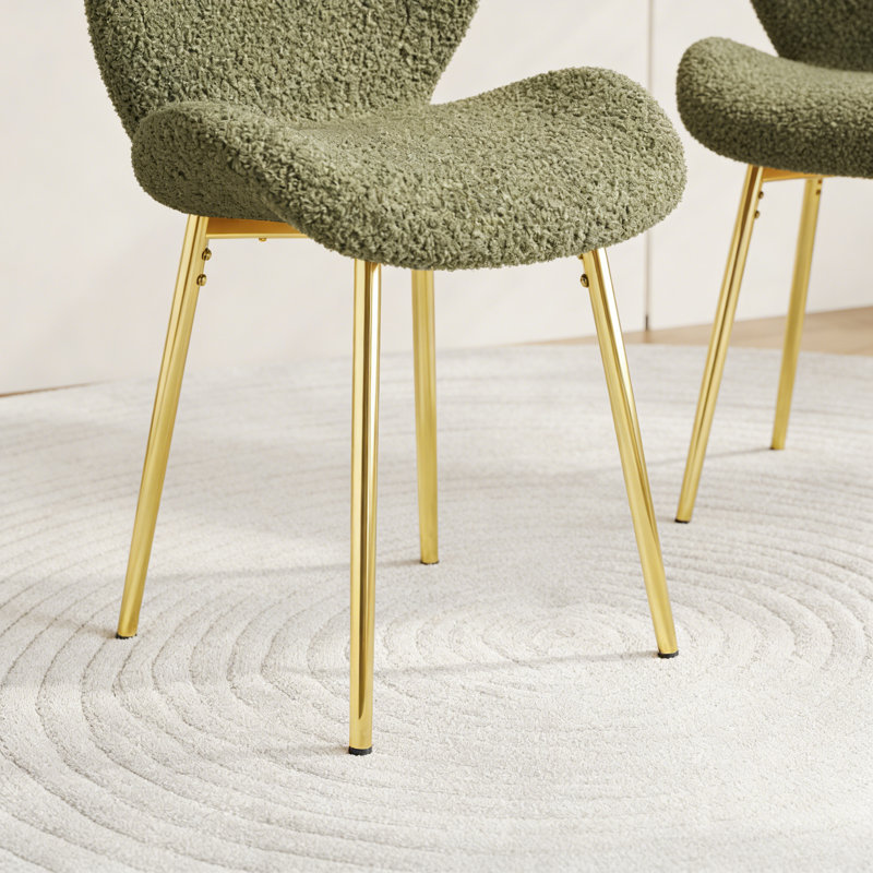 Upholstered Dining Chairs Set of 2, Green