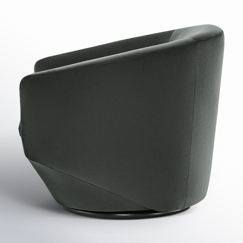 Elexi Upholstered Swivel Barrel Chair, Dark Grey Performance Velvet