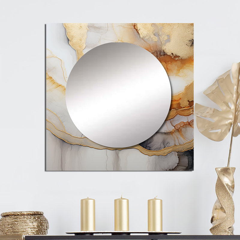 Farmelo - Grand miroir mural carré en géode de pierre pour chambre à coucher, 36 po x 36 po