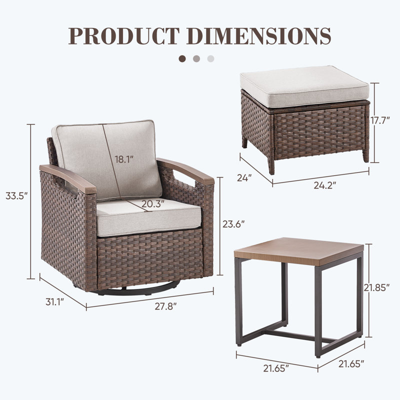 Ensemble de conversation avec chaises longues en osier toutes saisons Arundel (ensemble de deux), Beige