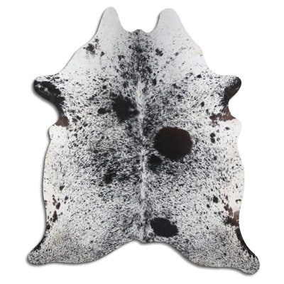 Custom Genuine Salt & Pepper Black Cowhide Rug
